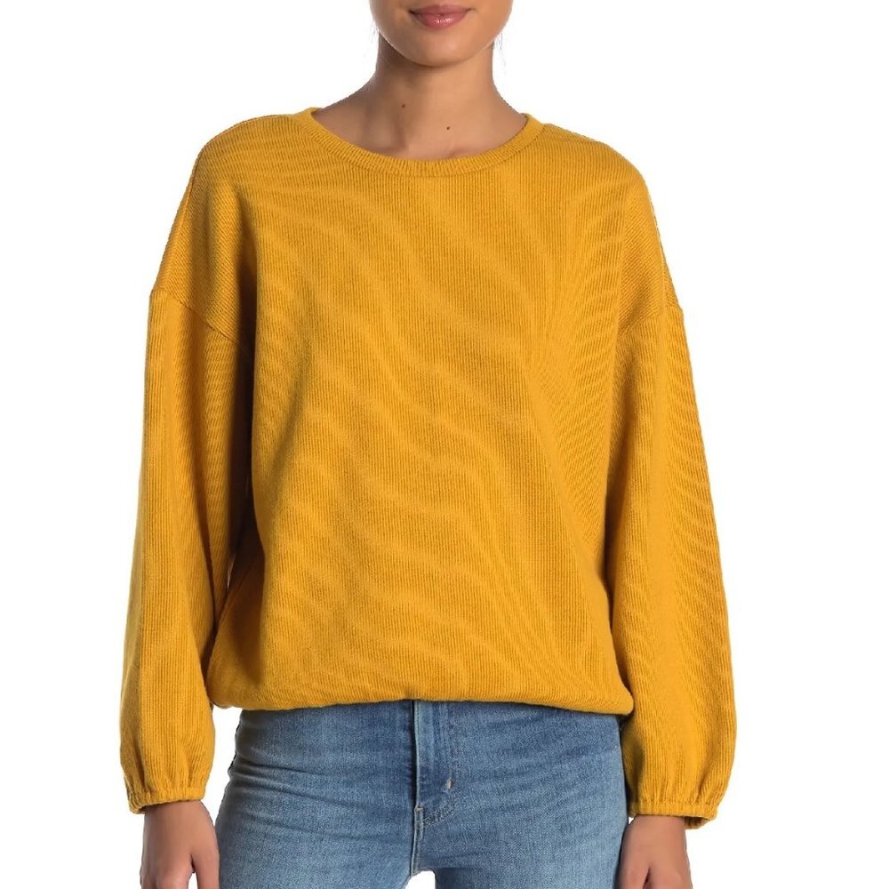 ELODIE Rib Knit Crew Neck Sweater